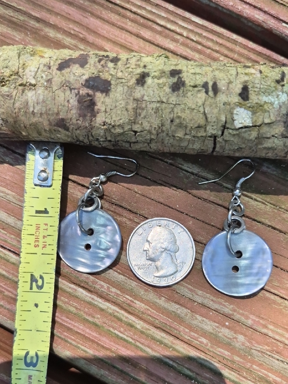 Outstanding Vintage Buttons With Industrial Hardware Dangle Earrings - Picture 3 of 4